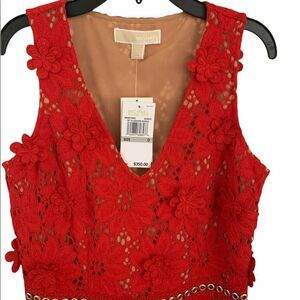 MICHAEL KORS Floral Lace Dress Red NWT size 6 - $350